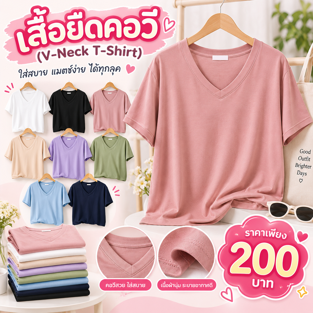 เสื้อยืดคอวี (V-Neck T-Shirt)