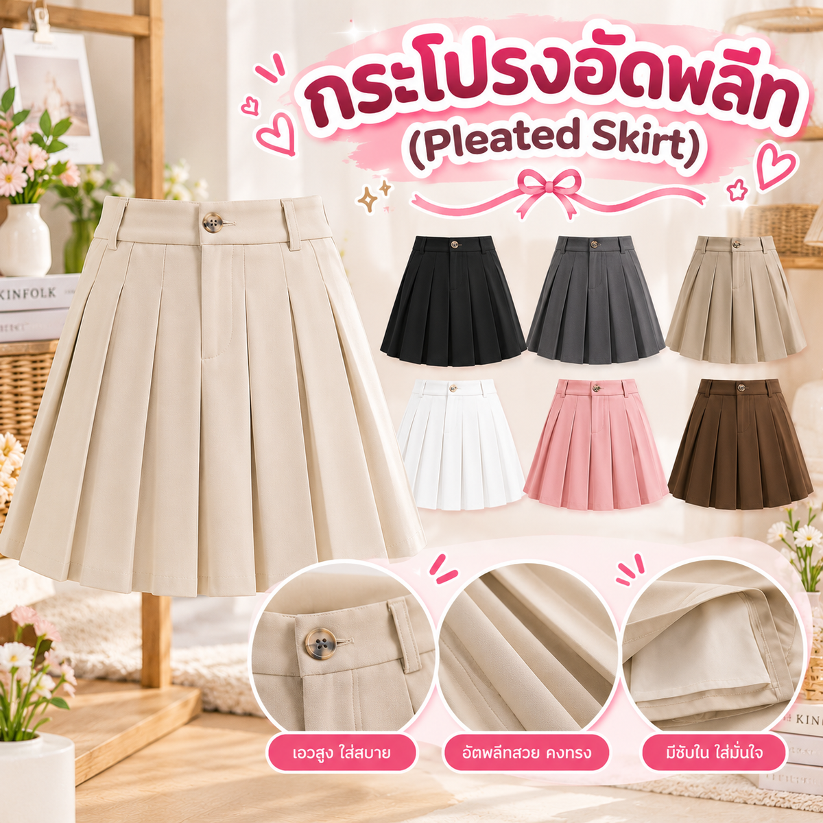 กระโปรงอัดพลีท (Pleated Skirt)