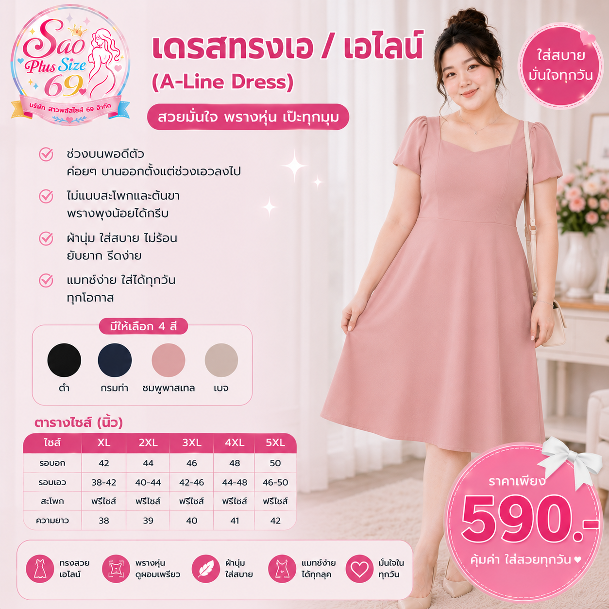 เดรสทรงเอ / เอไลน์ (A-Line Dress)