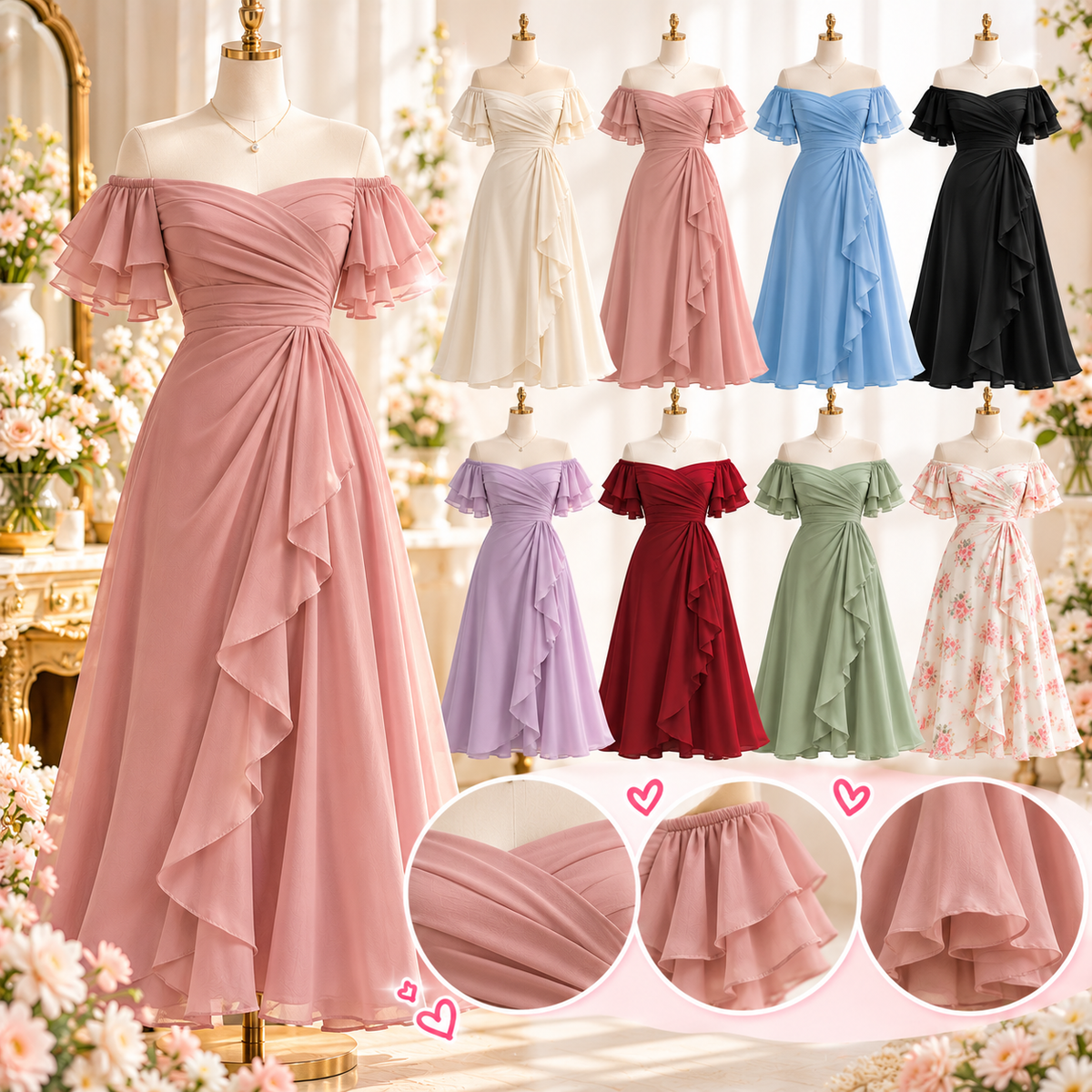 เดรสเปิดไหล่ / ปาดไหล่ (Off-the-Shoulder Dress)